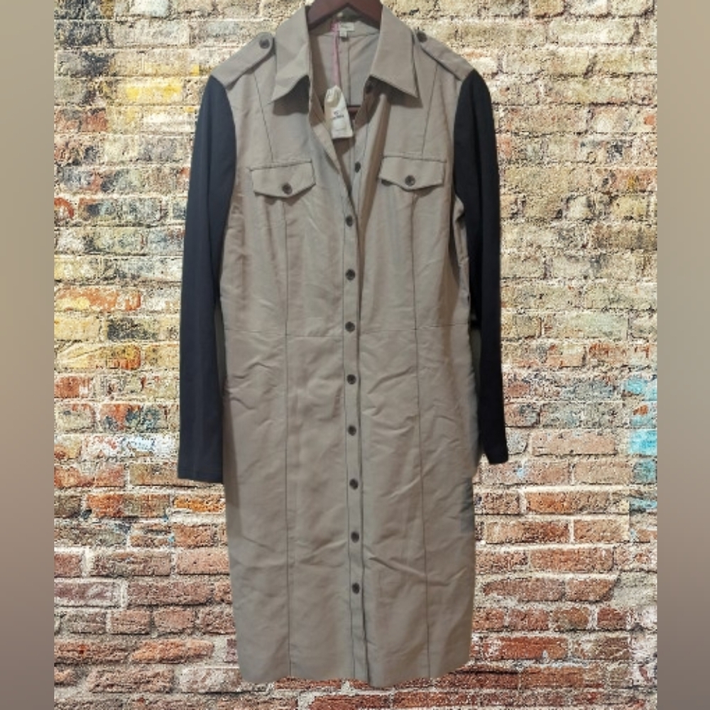 New NWT Daniel Cremieux Tan Button-Up Shirt Dress Size 10